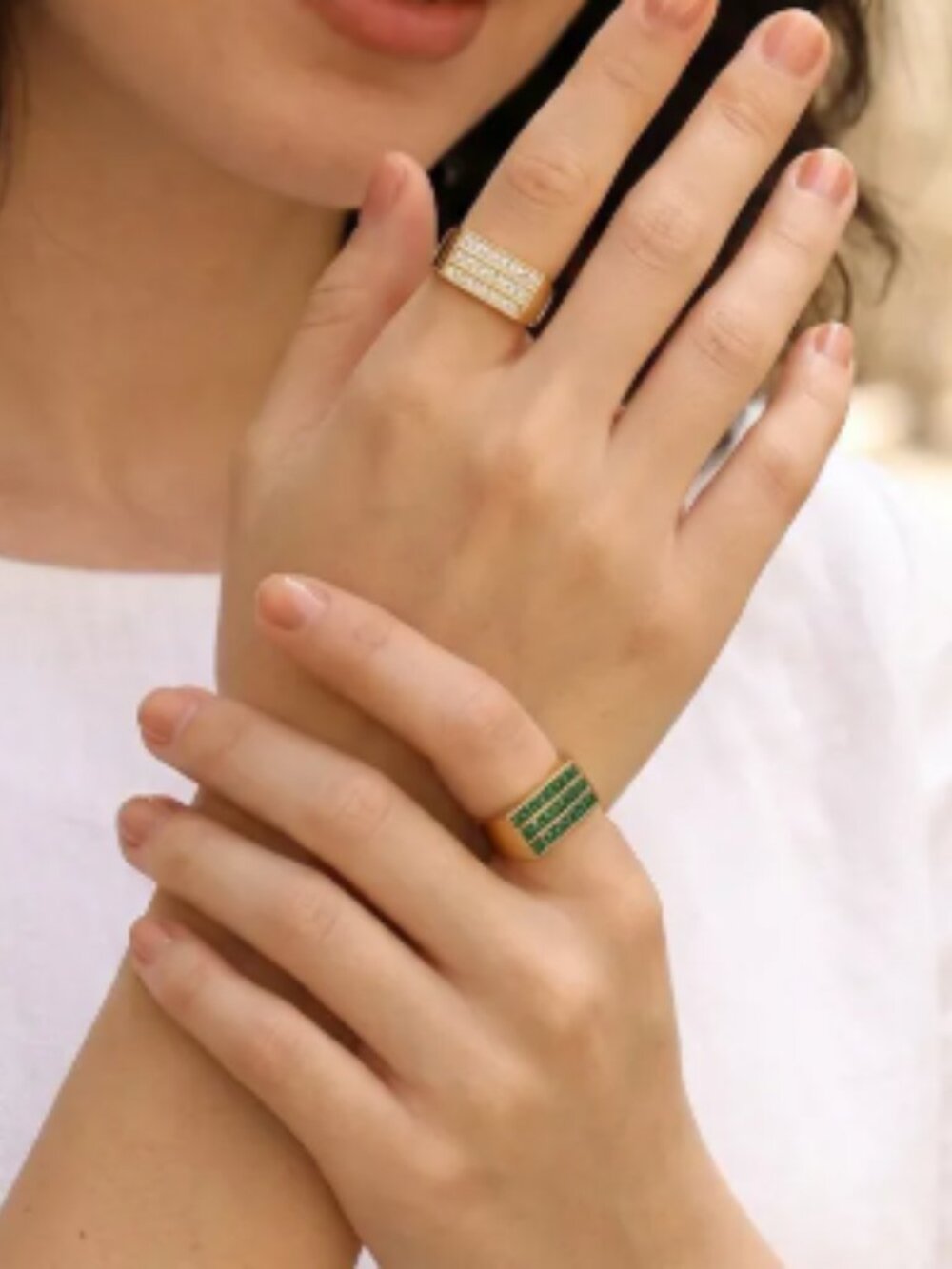 Elegant Square Zircon Ring – 18K Gold Plated Copper, Retro-Inspired